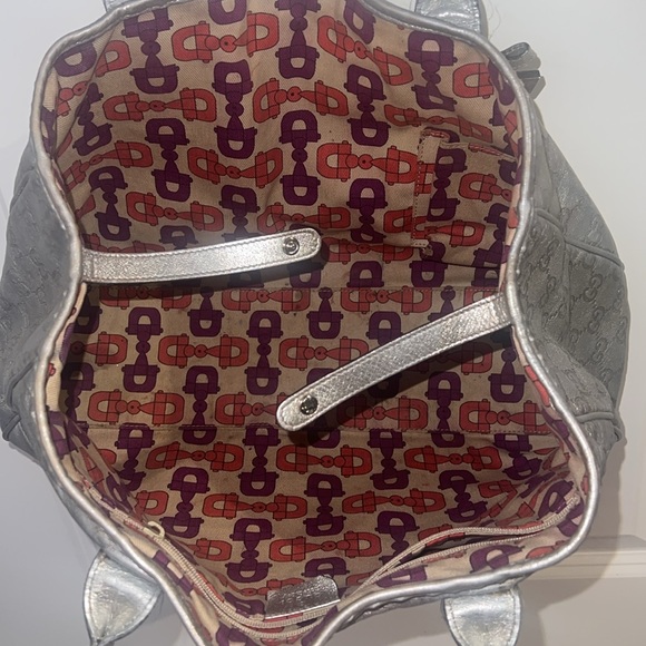 Authentic Gucci Purse Guccissima Leather Metallic Silver - Picture 10 of 13